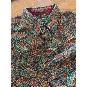 Vintage Colours By Alexander Julian Shirt Mens Medium Paisley Long Sleeve Cotton